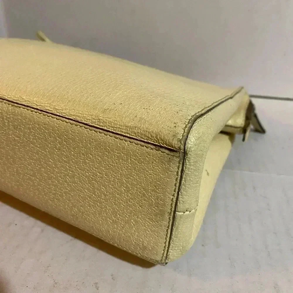 Prada  vintage beige cream leather handle handbag